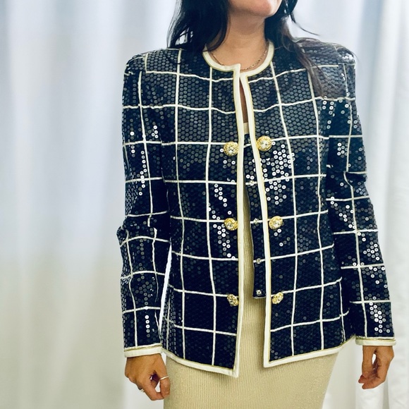 Vintage Karen Lawrence by Mathew Sequin Chanel Like Blazer - Picture 7 of 17